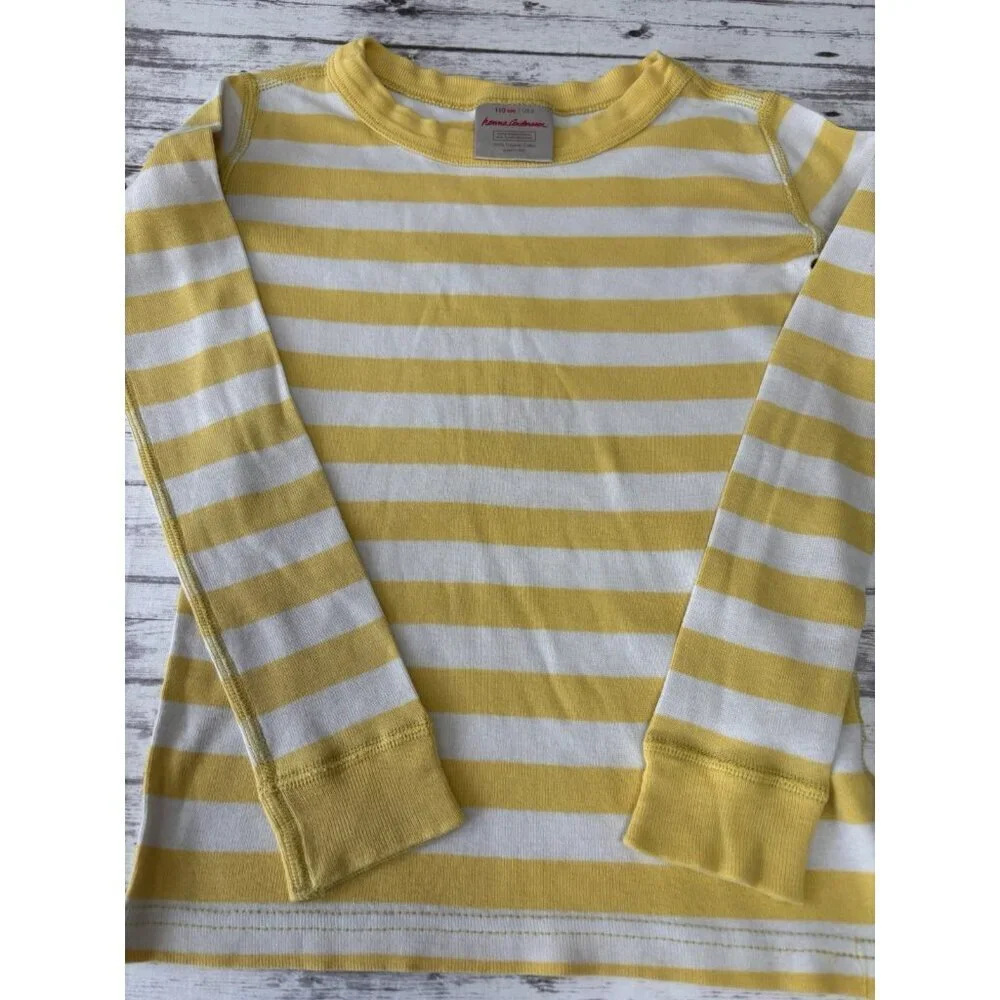 Hanna Andersson Kids Yellow Red Striped Christmas Holiday Pajama Set‎ 5 Snug Fit